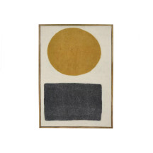 WOOLY - toile avec cadre  - bois de manguier / laine - L 76 x W 6,5 x H 107 cm - Rond jaune