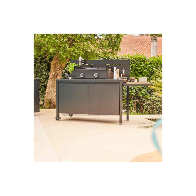 Table Roulante avec Crédence en Acier Fermé Noir Forge Adour