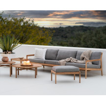 Repose-pieds en teck & tissu - couleur mocha Ethnicraft