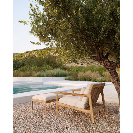 Repose-pieds en teck & tissu - couleur blanc cassé Ethnicraft
