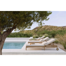 Bain de soleil Jack multiposition en teck + coussin blanc cassé Ethnicraft