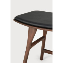 Tabouret Osso en teck brun - cuir noir Ethnicraft