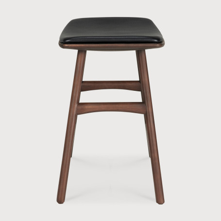 Tabouret Osso en teck brun - cuir noir Ethnicraft