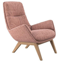 Fauteuil Moro Tissu Magnolia Pieds en chêne Flexlux