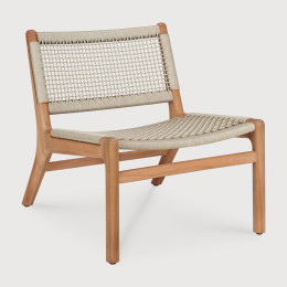 Fauteuil Jack en teck & tissu tressé beige Ethnicraft