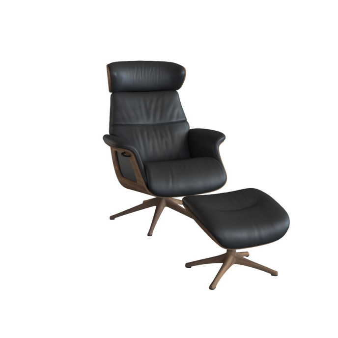 Fauteuil Clément Medium Tissu Savoie Pieds Noyer Satin Platine Flexlux