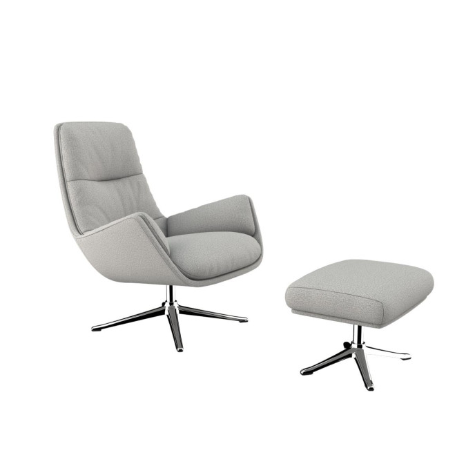 Repose-pieds Moro Tissu Firenze Pieds en Aluminium Gris lunaire Flexlux