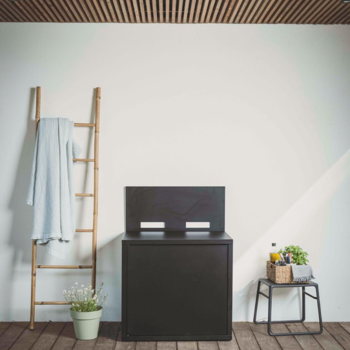 Meuble de cuisine extérieure pour plancha en acier fermé noir Forge Adour