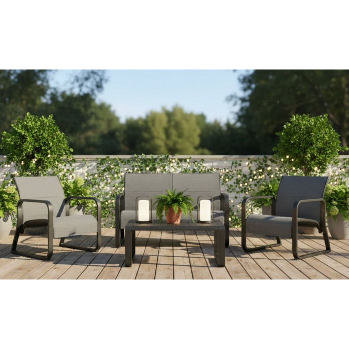 Fauteuil Quenza II - Graphite et Cheveron Gris Proloisirs