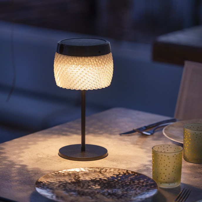 Lampe de table solaire Lolie transparent 200 lumens - Les Jardins