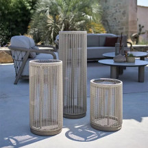 Lantèrne solaire Ø35 cm/ H 65 cm beige - Les Jardins