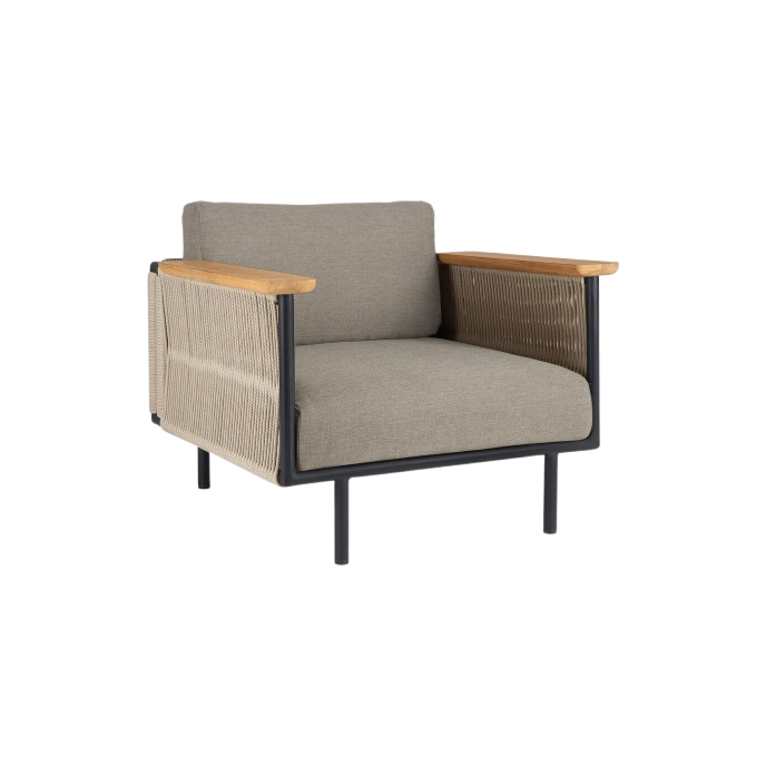 Fauteuil Corbey aluminium & tissu - couleur gris Ethnicraft