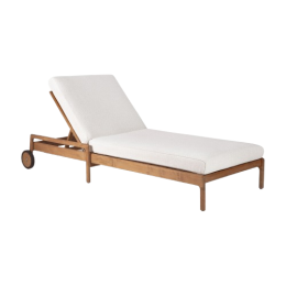 Bain de soleil Jack multiposition en teck + coussin blanc cassé Ethnicraft
