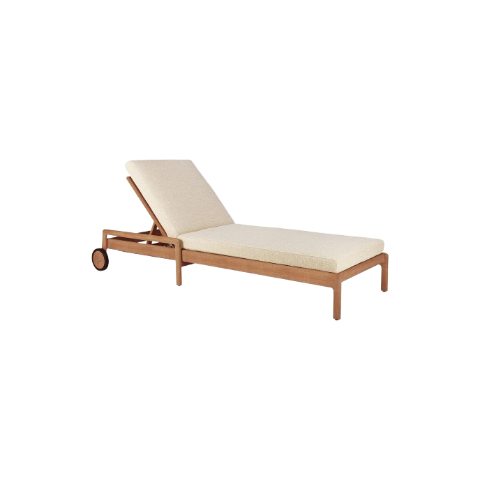 Bain de soleil Jack multiposition en teck + coussin sable Ethnicraft