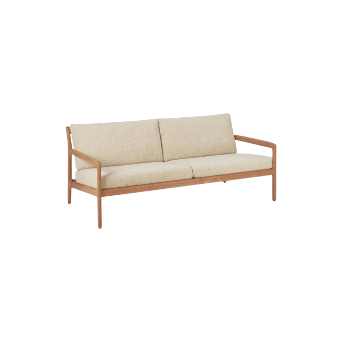 Canapé Jack en teck & tissu - couleur blanc sable L 180 Ethnicraft