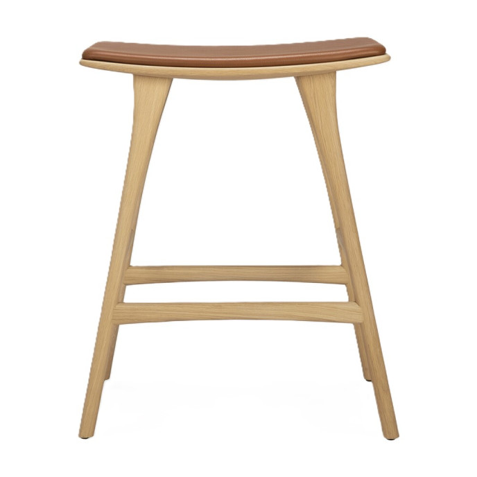 Tabouret de bar Osso en chêne - cuir cognac Ethnicraft