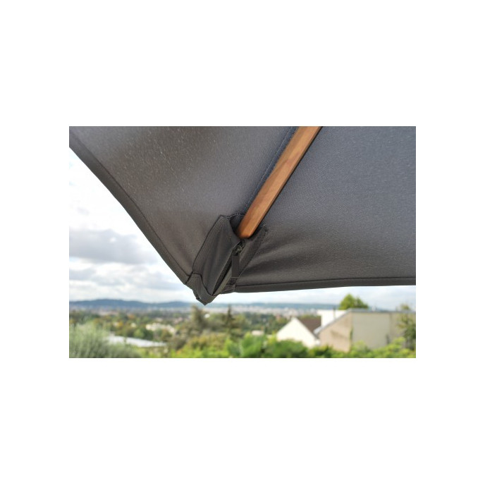 Parasol déporté Flip Flap 3x3 effet Teck + housse - Anthracite Royal Garden